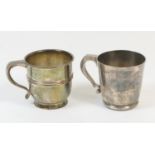 Two silver christening tankards, both Birmingham 1930, one with an inscription, both 8cm, weight