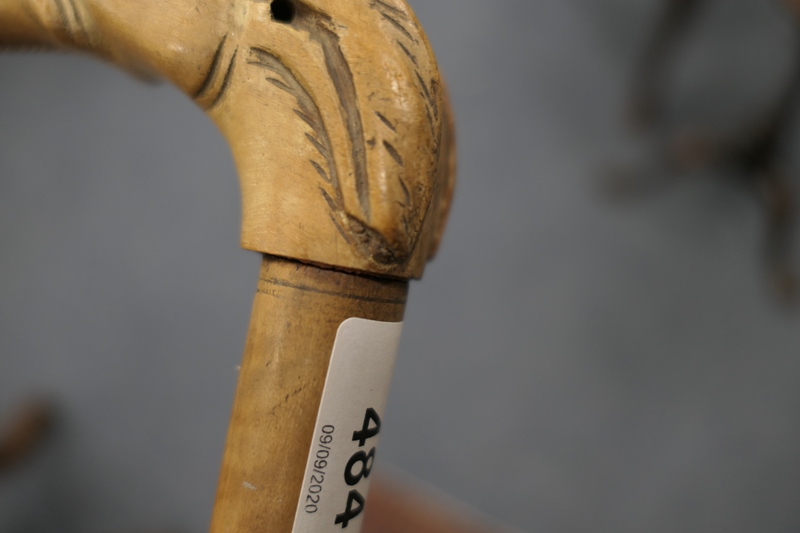 Carved hardwood walking cane, with simple geometric incised decoration, possibly Aboriginal - Image 10 of 11