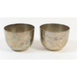Pair of modern silver tumbler cups, maker 'JMO', London 1994, height 4.5cm, gross weight approx.