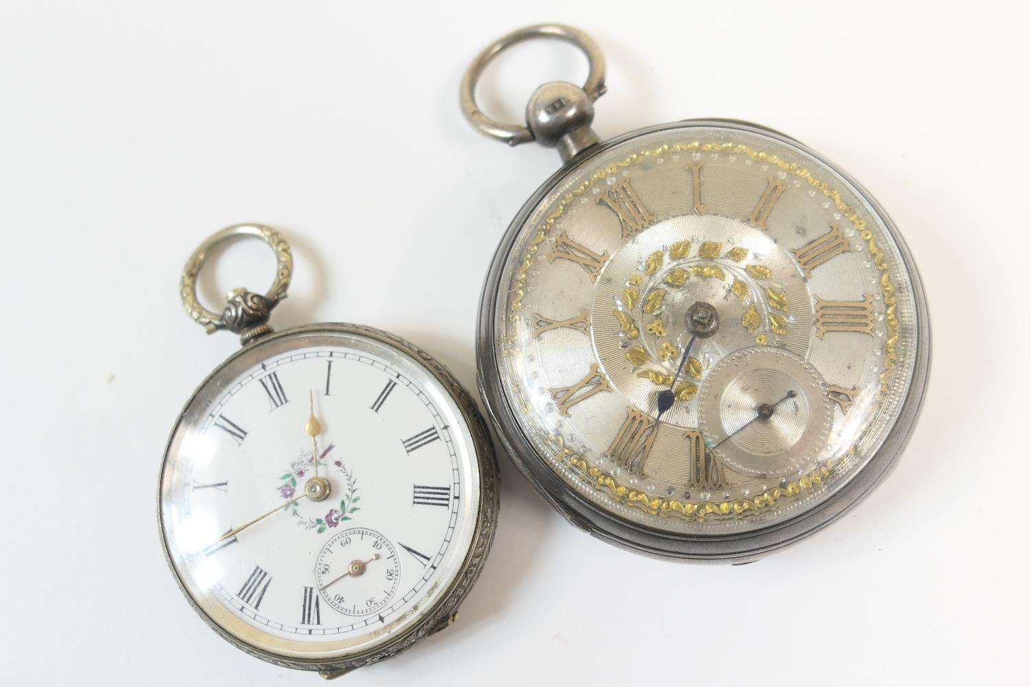 Victorian silver gent's open faced pocket watch, London 1869, engine turned silver dial with