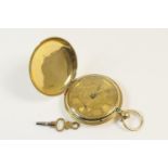 Victorian gold hunter pocket watch, by J Pickford, Liverpool, gold coloured dial chased with