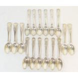 Six Victorian silver Kings pattern teaspoons, by James Williams, Exeter 1855; also five silver Kings