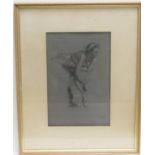 Bamford (British mid 20th Century), Study of a ballerina, black crayon and chalk drawing, signed and