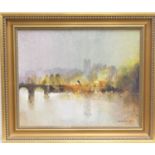 George Thompson (1934-2019), High tide, early evening, Handbridge, signed oil on canvas, 40cm x 50cm