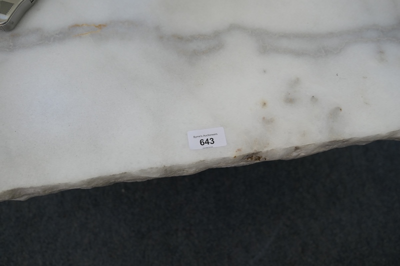 Solid white marble coffee table, the roughly hewn canted rectangular top over a tapered plinth - Image 3 of 5