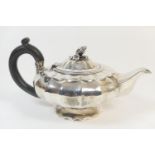 George IV silver teapot, by Jonathan Hayne, London 1822, squat faceted pumpkin form with pumpkin