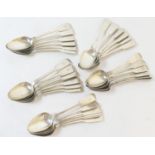 Quantity of silver teaspoons comprising in brief: six Scottish oar pattern, maker AC, Glasgow
