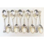 Ten George V silver Kings pattern table spoons, by Mappin & Webb, Sheffield 1913/14, each engraved