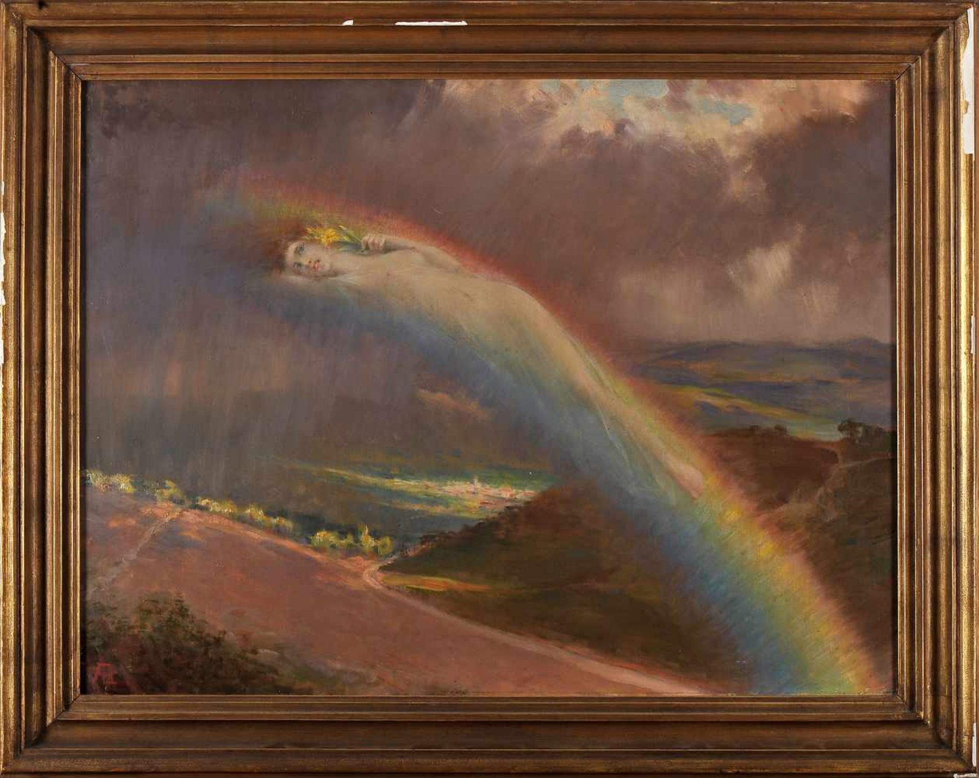 Landscape with rainbow 'female figure'