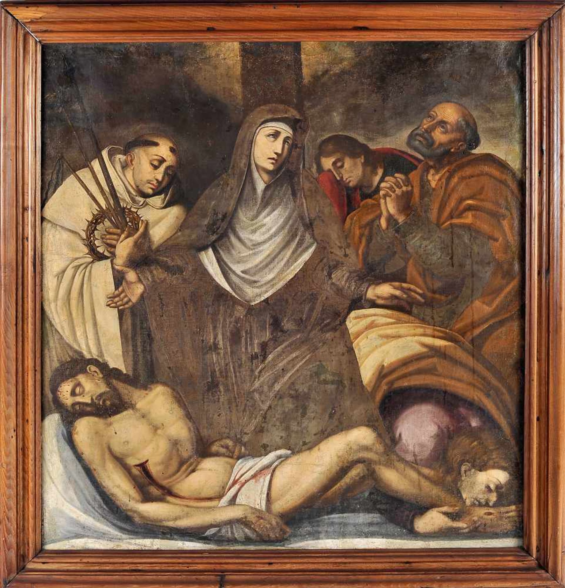The Descent from the Cross with Saint John, Saint Mary Magdalene, Saint Peter and Saint Bernard of