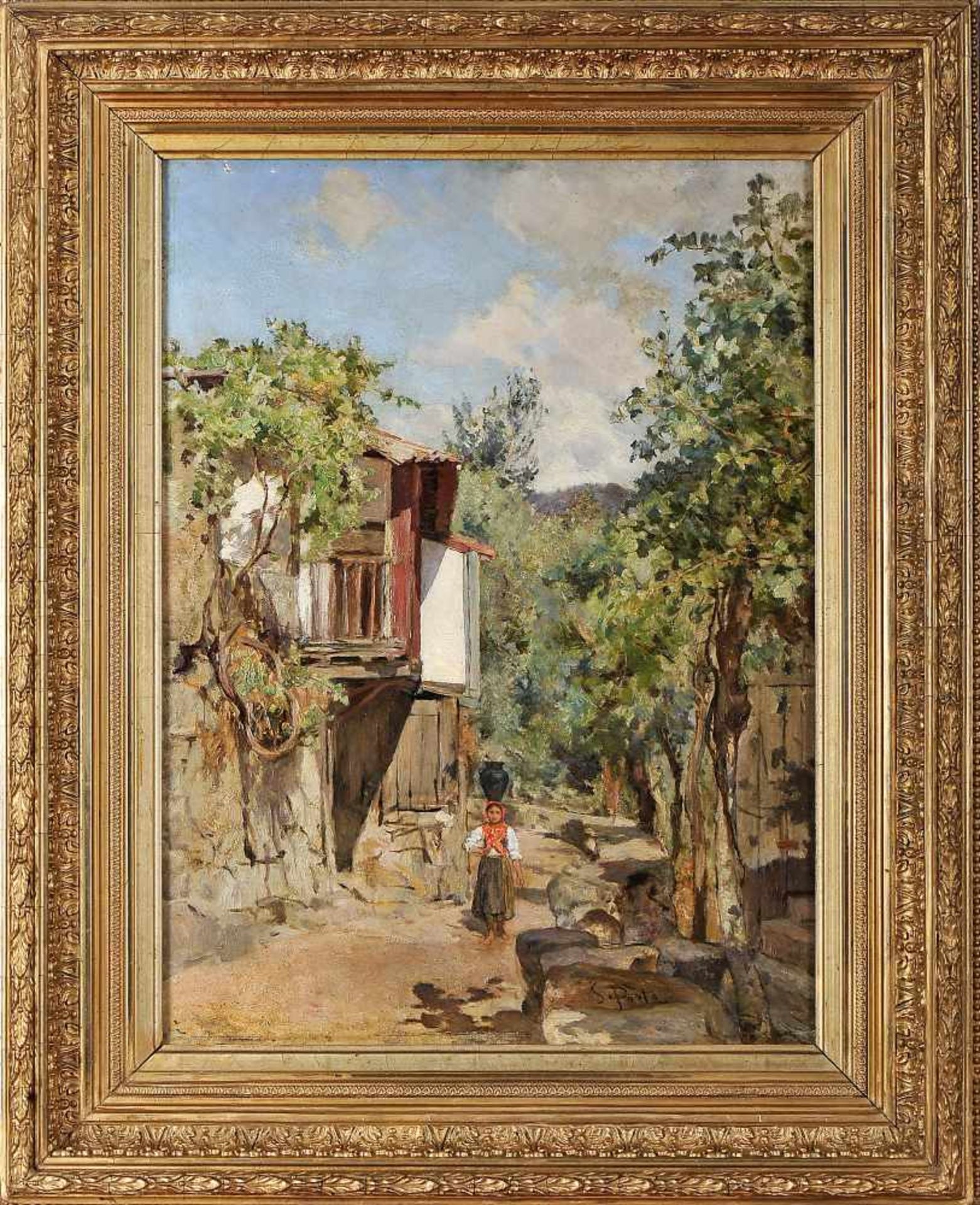 Village View with Figure