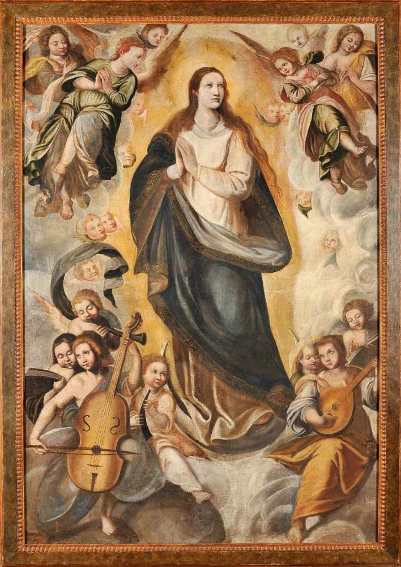 Our Lady of The Immaculte Conception surrounded by Angels Musicians and Cherubs