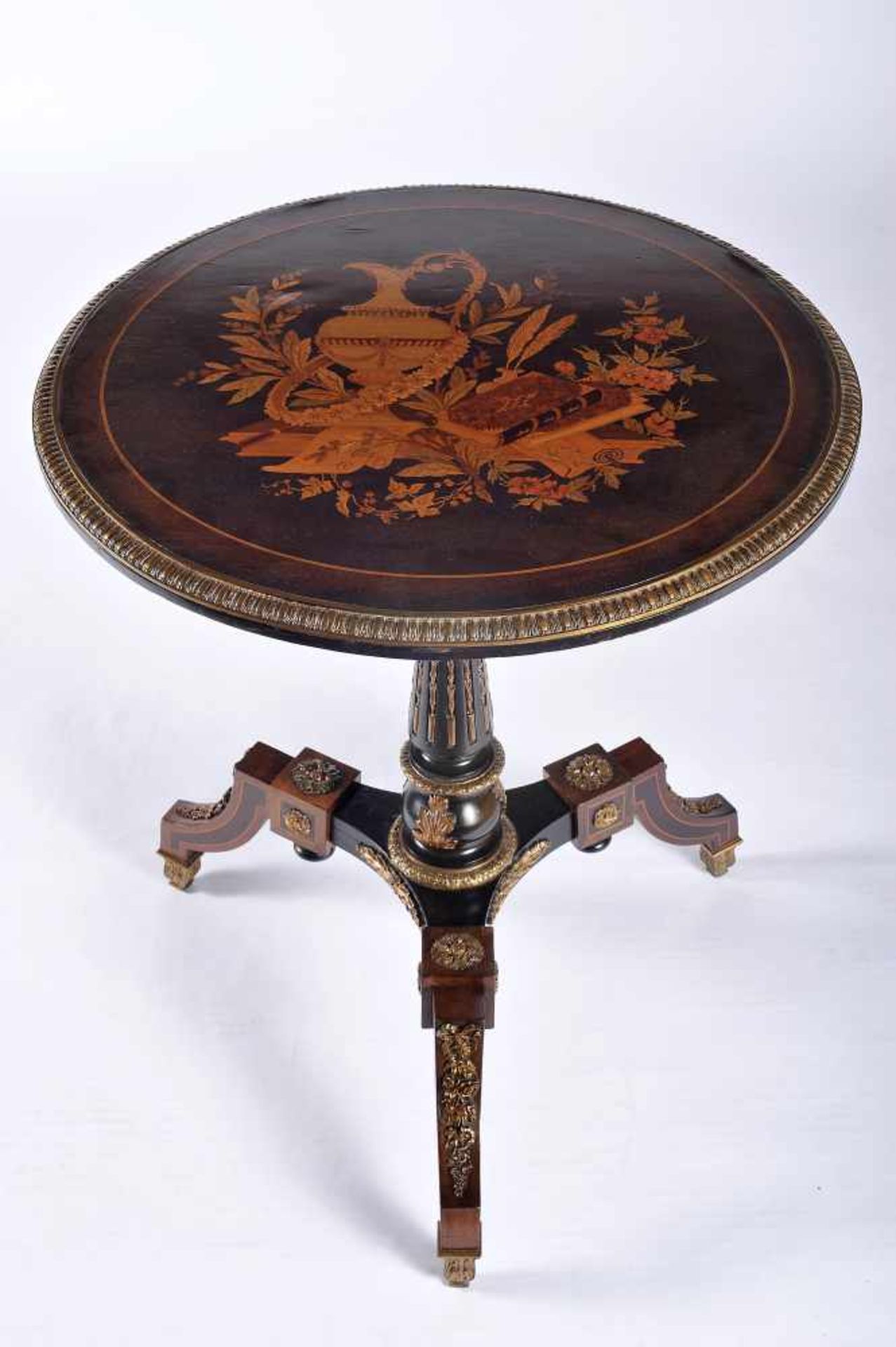 A Side TableA Side Table, Napoleon III, Brazilian rosewood, satinwood, boxwood, greenwood, burr