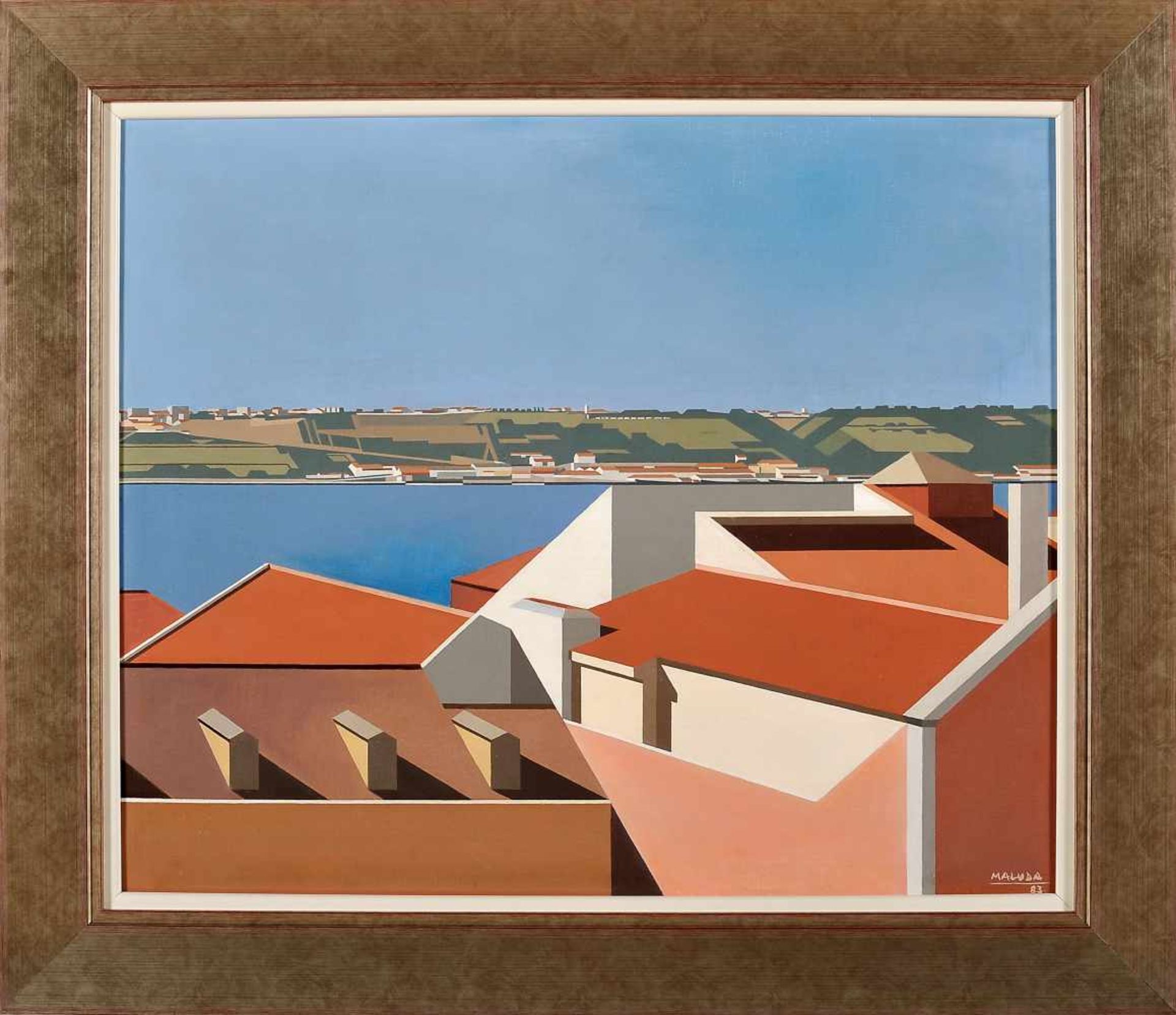 "Lisboa XXVI"MALUDA - 1934-1999, "Lisboa XXVI", oil on canvas, restoration, signed and dated 1983,