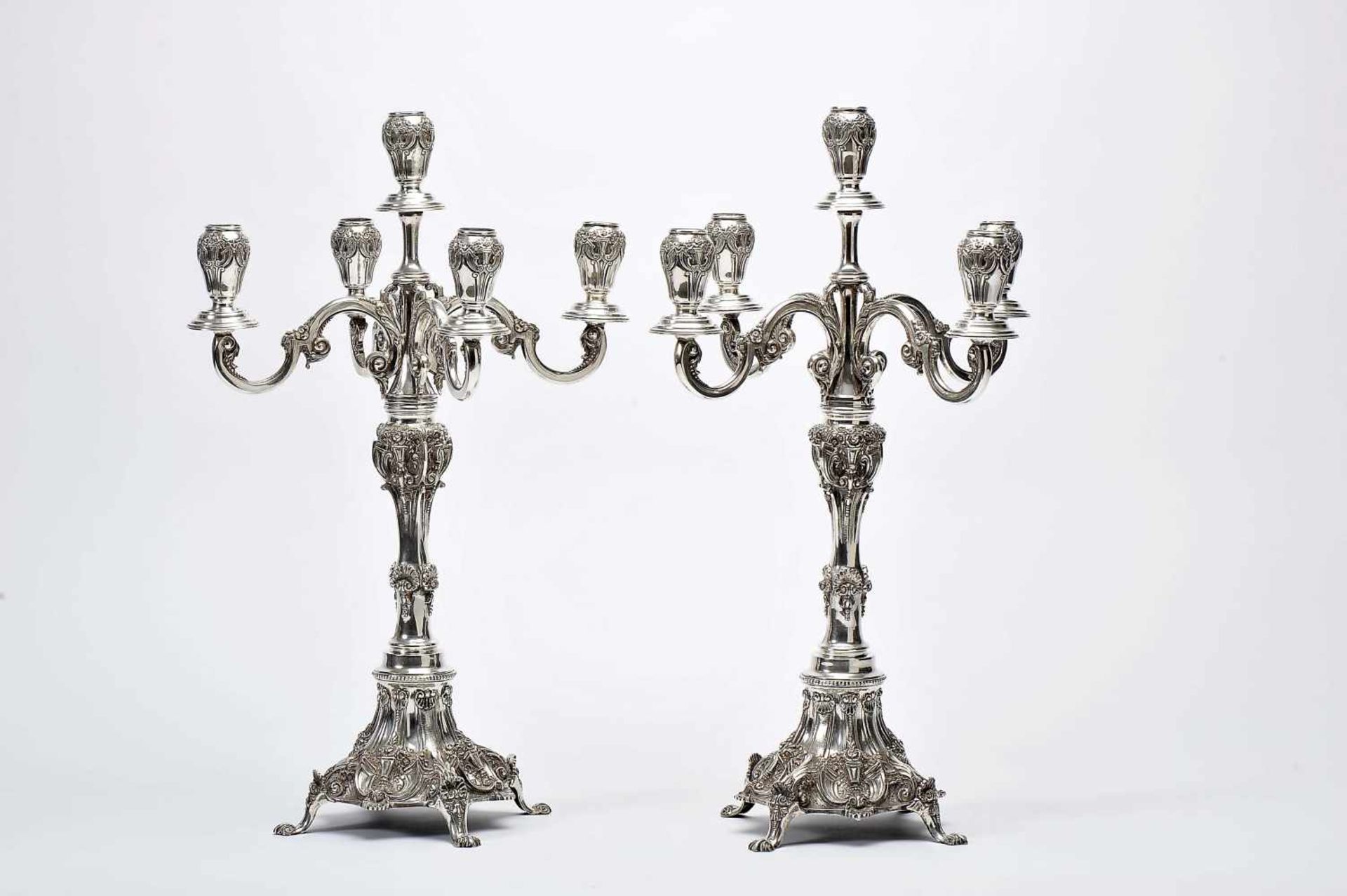 A Pair of Five-lamp Candelabra