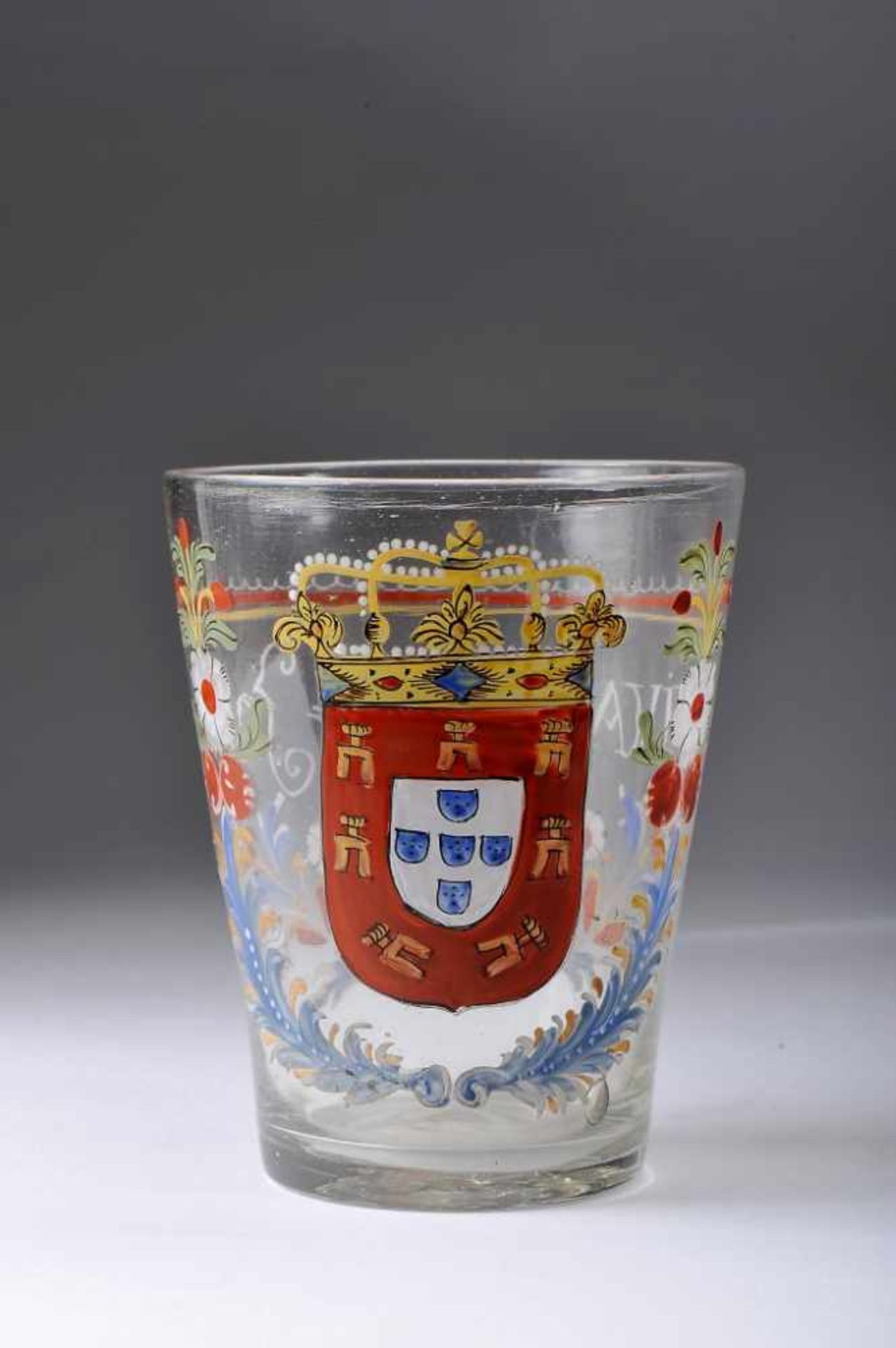 A GobletA Goblet, painted glass probably from the Royal Glass Factory of Marinha Grande,