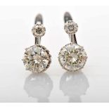 A Pair of EarringsA Pair of Earrings, 500/1000 platinum, set with 2 brilliant cut diamonds with an