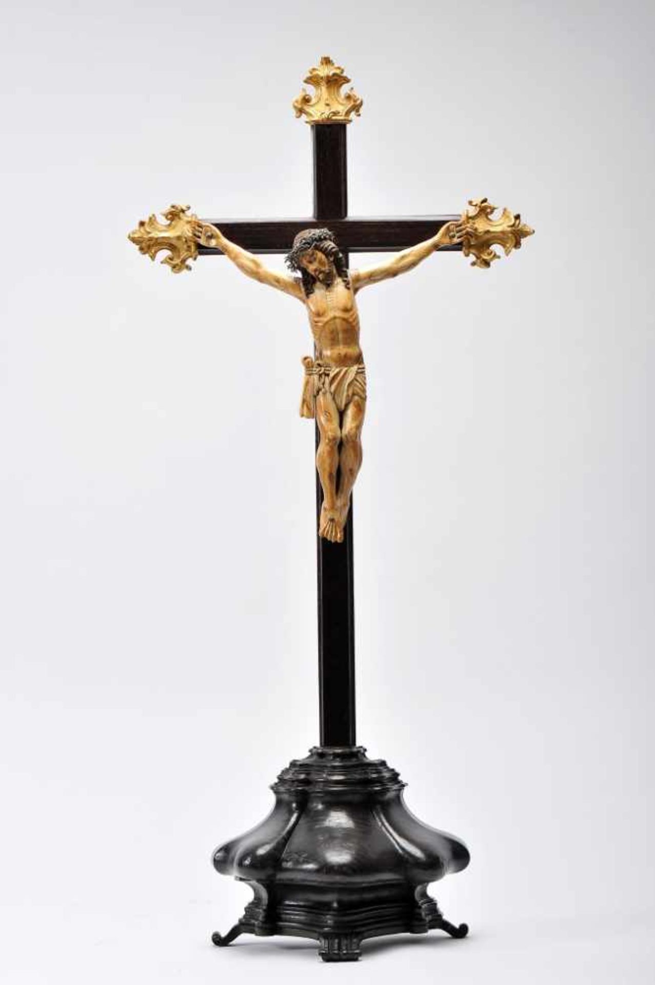 Crucified ChristCrucified Christ, ivory sculpture with traces of polychrome, Brazilian rosewood