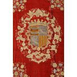 A Drape ClothA Drape Cloth, red velvet embroidered with gilt and silver metallic thread "Amphorae