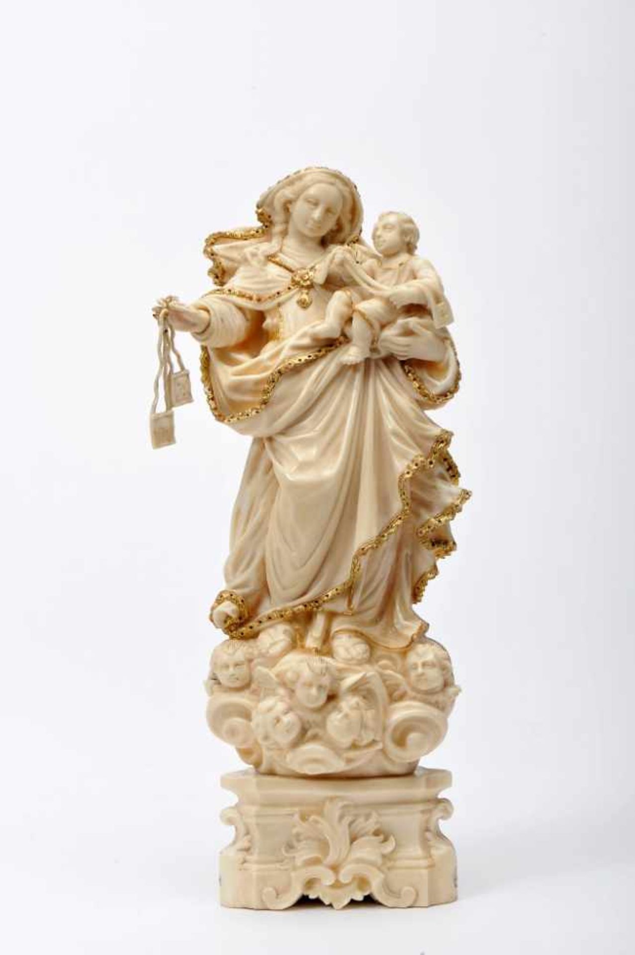 Our Lady of Mount CarmelOur Lady of Mount Carmel, partially gilt ivory sculpture, carved ivory