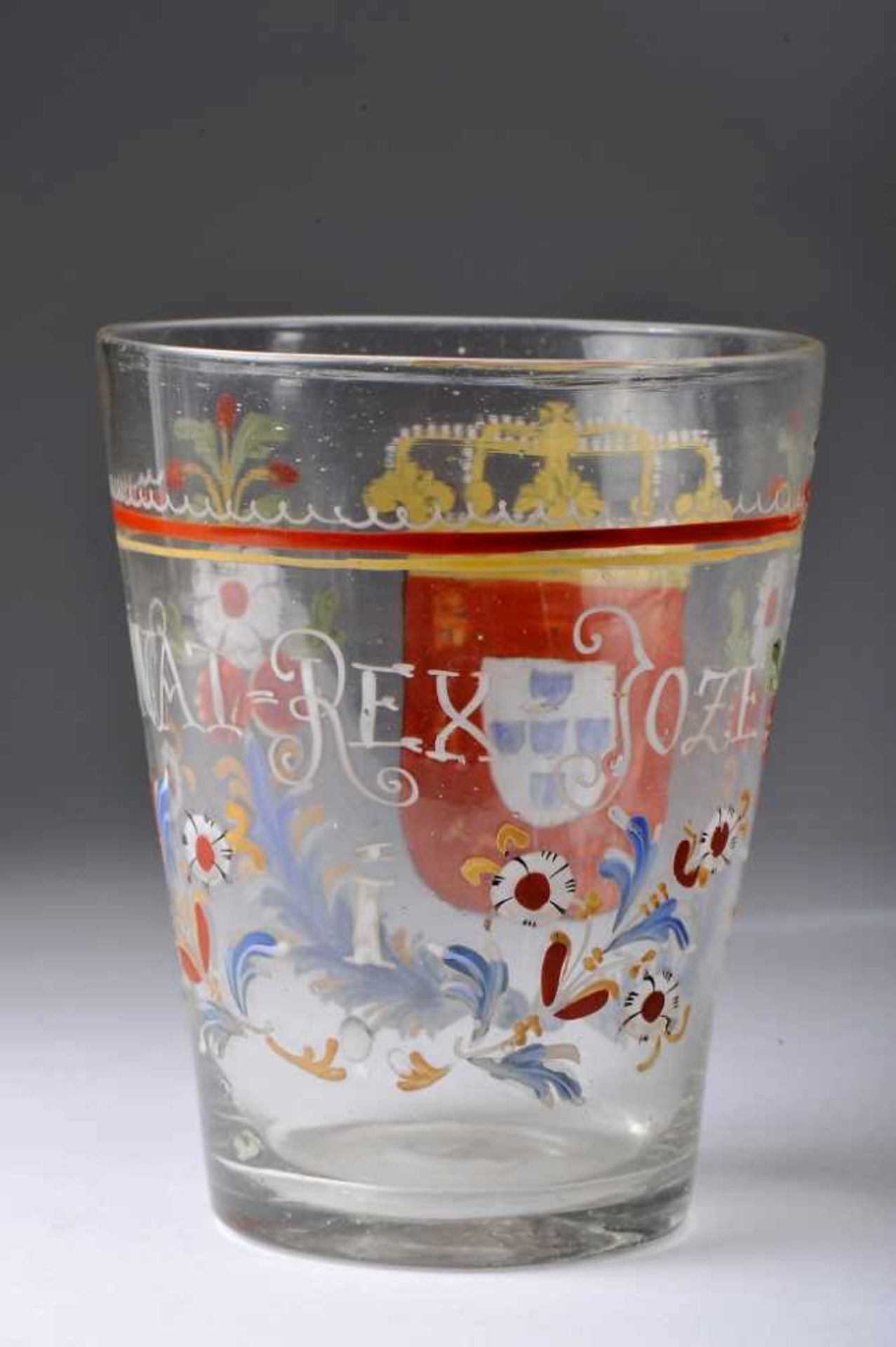 A GobletA Goblet, painted glass probably from the Royal Glass Factory of Marinha Grande, - Bild 2 aus 2