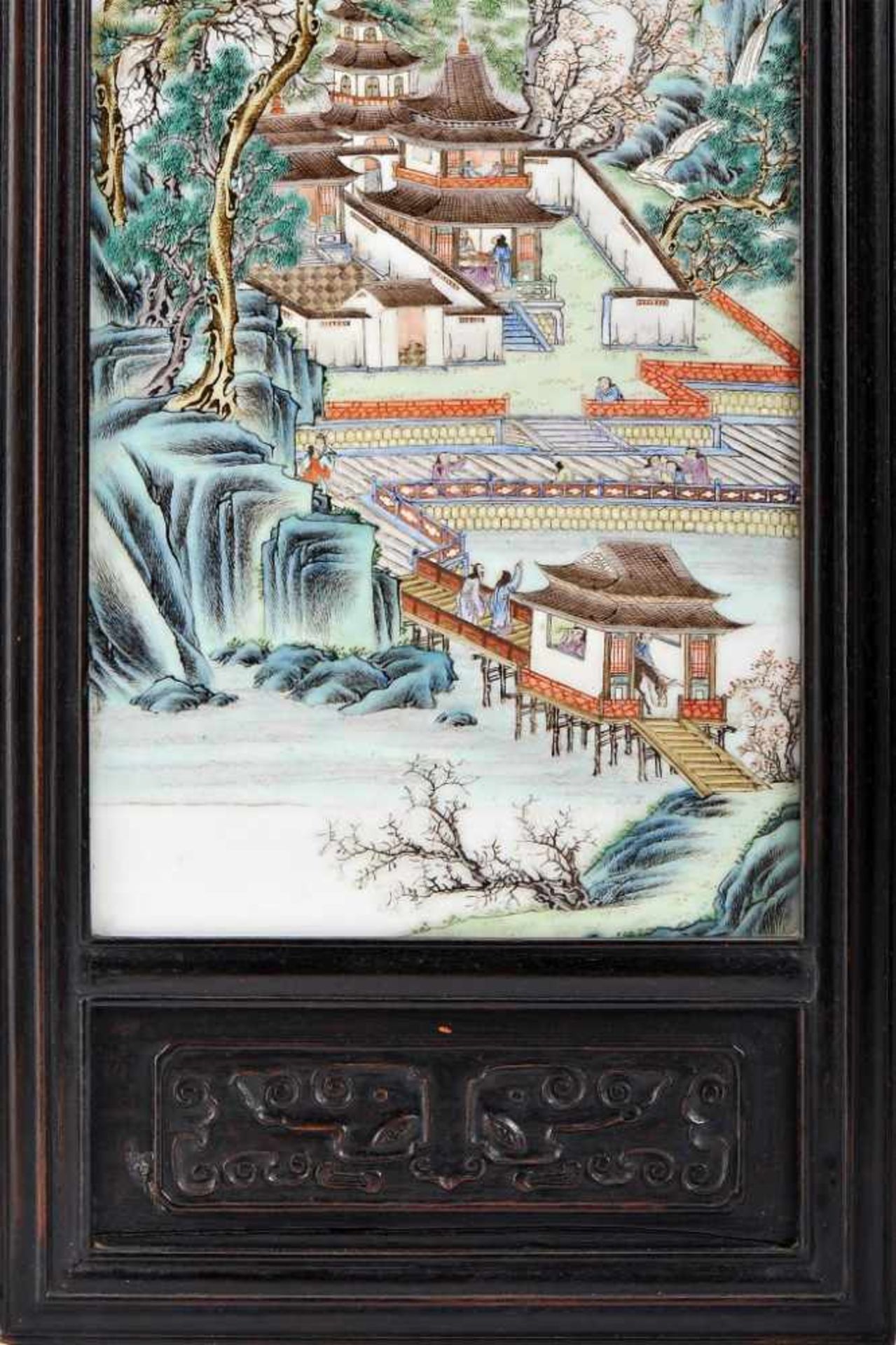 Oriental landscapes with figuresOriental landscapes with figures, four Chinese porcelain - Image 5 of 8