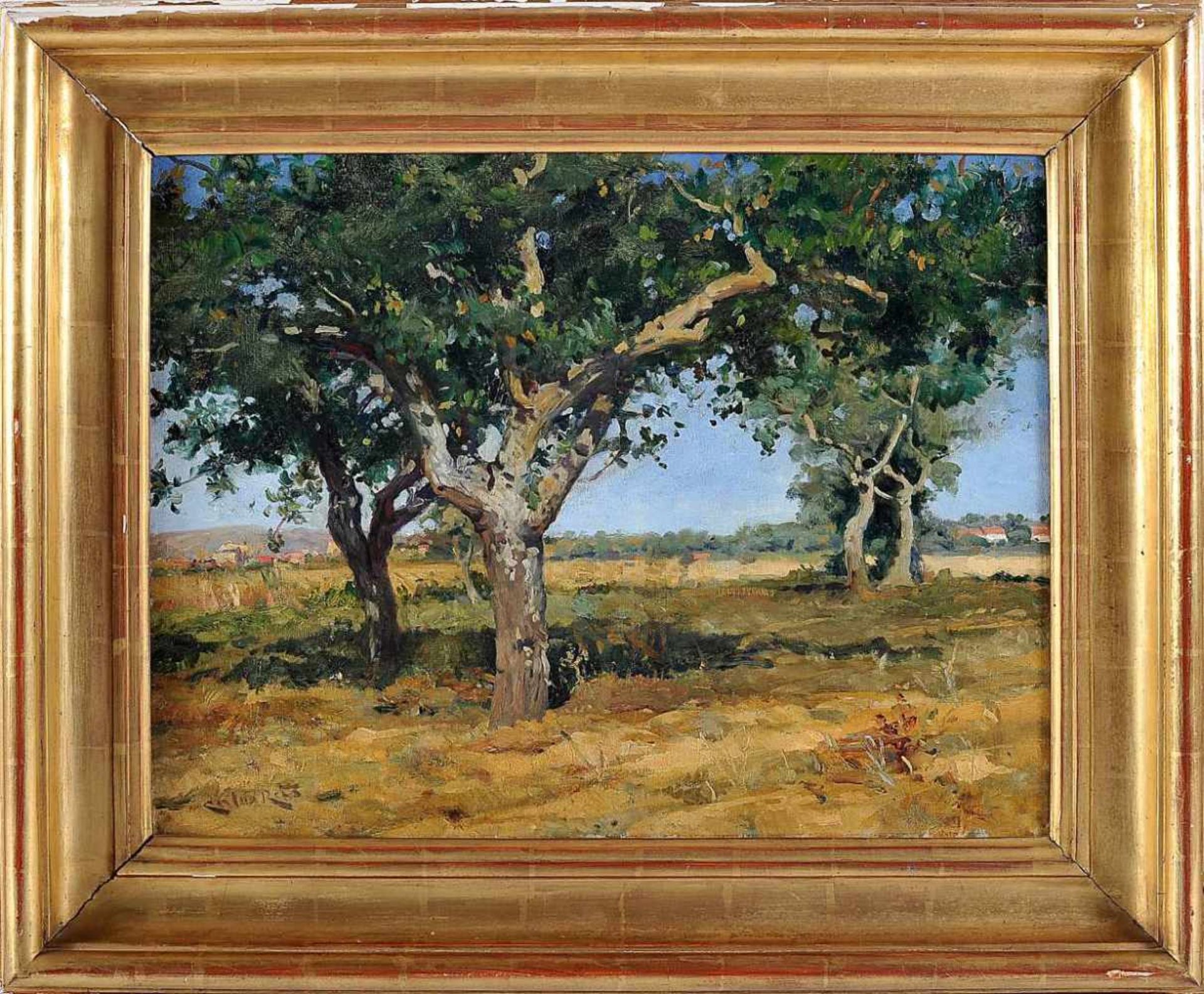 CARLOS REIS - 1863-1940CARLOS REIS - 1863-1940, Landscape in Lousã, oil on canvas, relined,