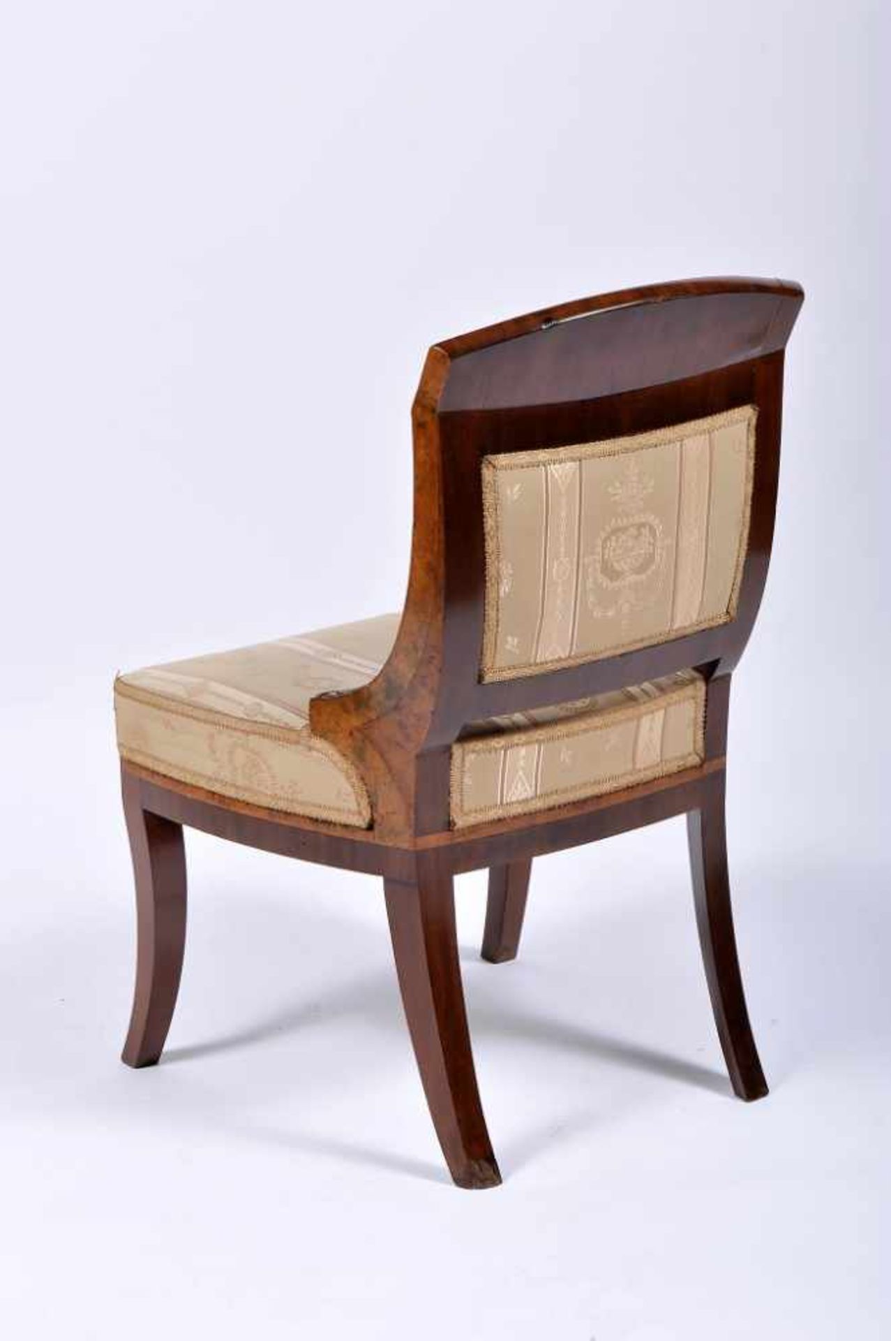 A ChairA Chair, neoclassical, walnut veneer, mahogany legs, pierced and gilt bronze applications - Bild 3 aus 3