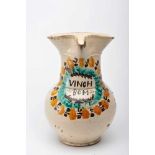 A PitcherA Pitcher, Coimbra faience known as “Ratinho”, polychrome decoration "Flowers" and VINOH