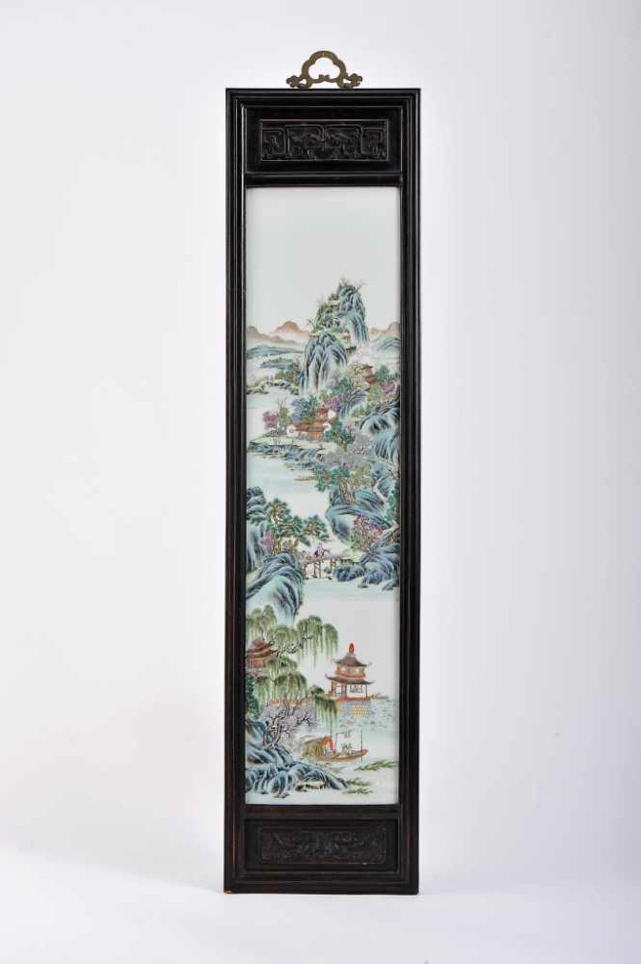 Oriental landscapes with figuresOriental landscapes with figures, four Chinese porcelain - Image 2 of 8