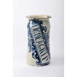 A Pharmacy PotA Pharmacy Pot, faience, blue «baroque cartouche» decoration with UG DE AGRÎP