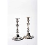 A Pair of Candlesticks, 950/1000 silver, decoration en relief, French, 18th