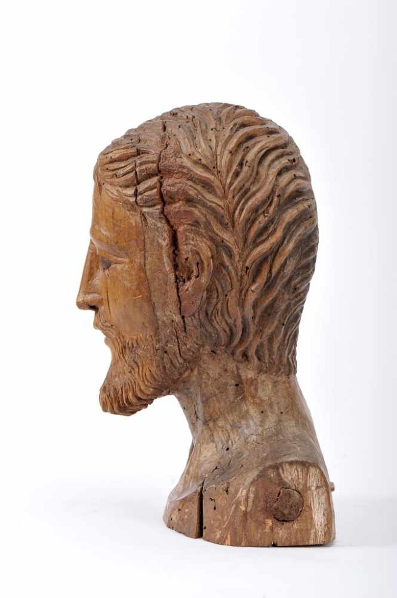 Bust of Jesus ChristBust of Jesus Christ, wooden sculpture with traces of paint, Portuguese, 17th/ - Bild 2 aus 2