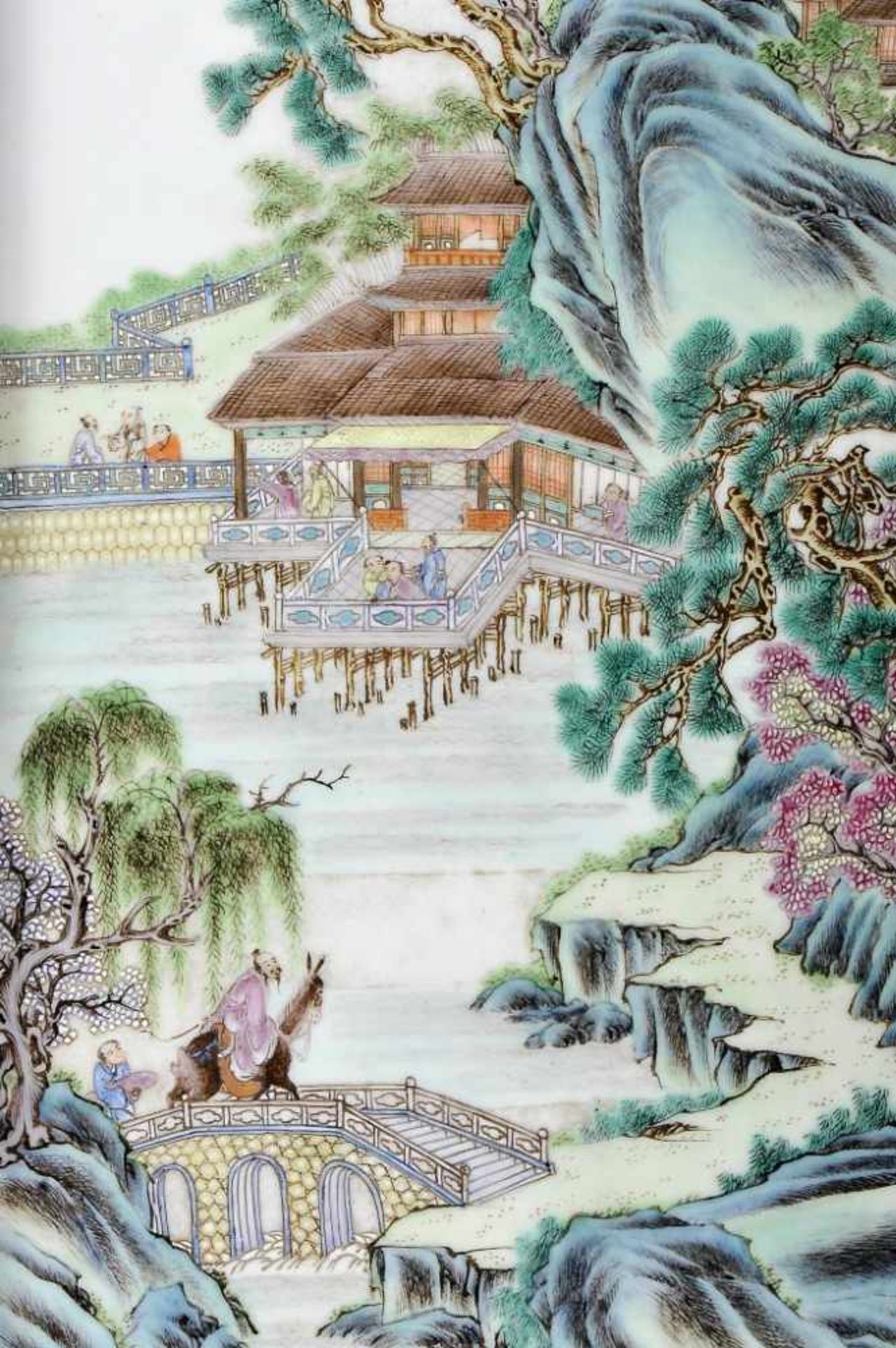 Oriental landscapes with figuresOriental landscapes with figures, four Chinese porcelain - Image 8 of 8