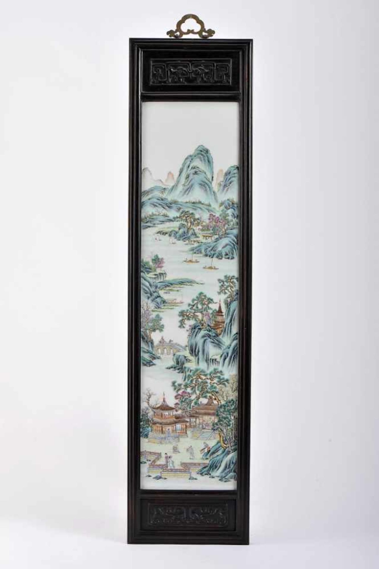 Oriental landscapes with figuresOriental landscapes with figures, four Chinese porcelain