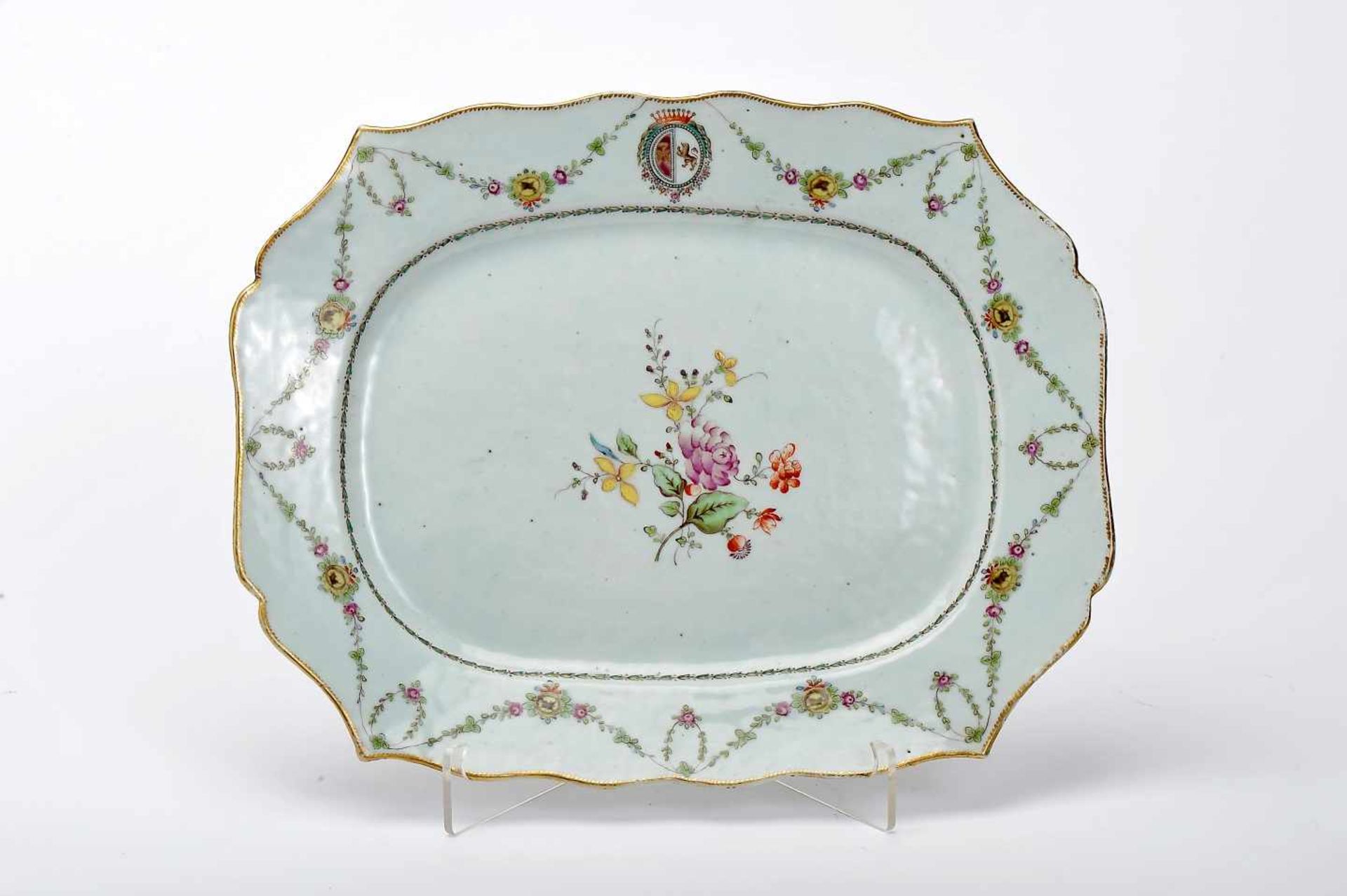A Scalloped PlatterA Scalloped Platter, Chinese export porcelain, pierced, polychrome and gilt