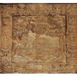A LandscapeA Landscape, wool yarn tapestry, French, 17th/18th C., minor faults and defects, Dim. -