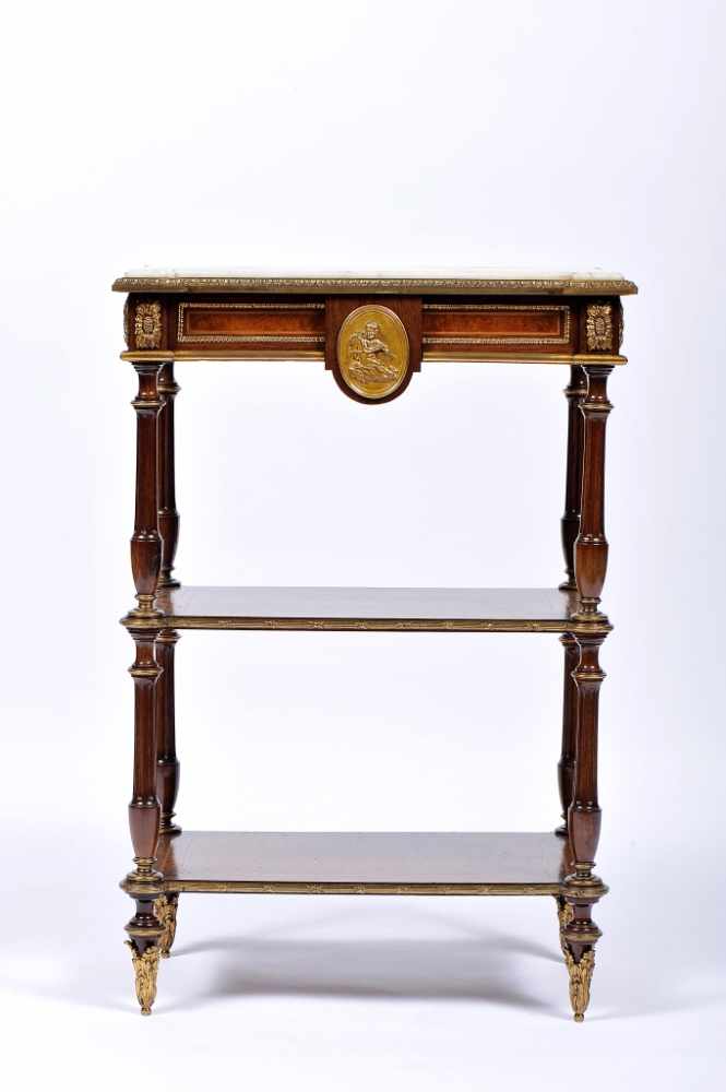 A Centre Guéridon with Three TopsA Centre Guéridon with Three Tops, Louis XVI style, oak coated with - Image 2 of 3