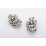 A Pair of "Flower" ClipsA Pair of "Flower" Clips, 500/1000 platinum and 800/1000 gold, set with