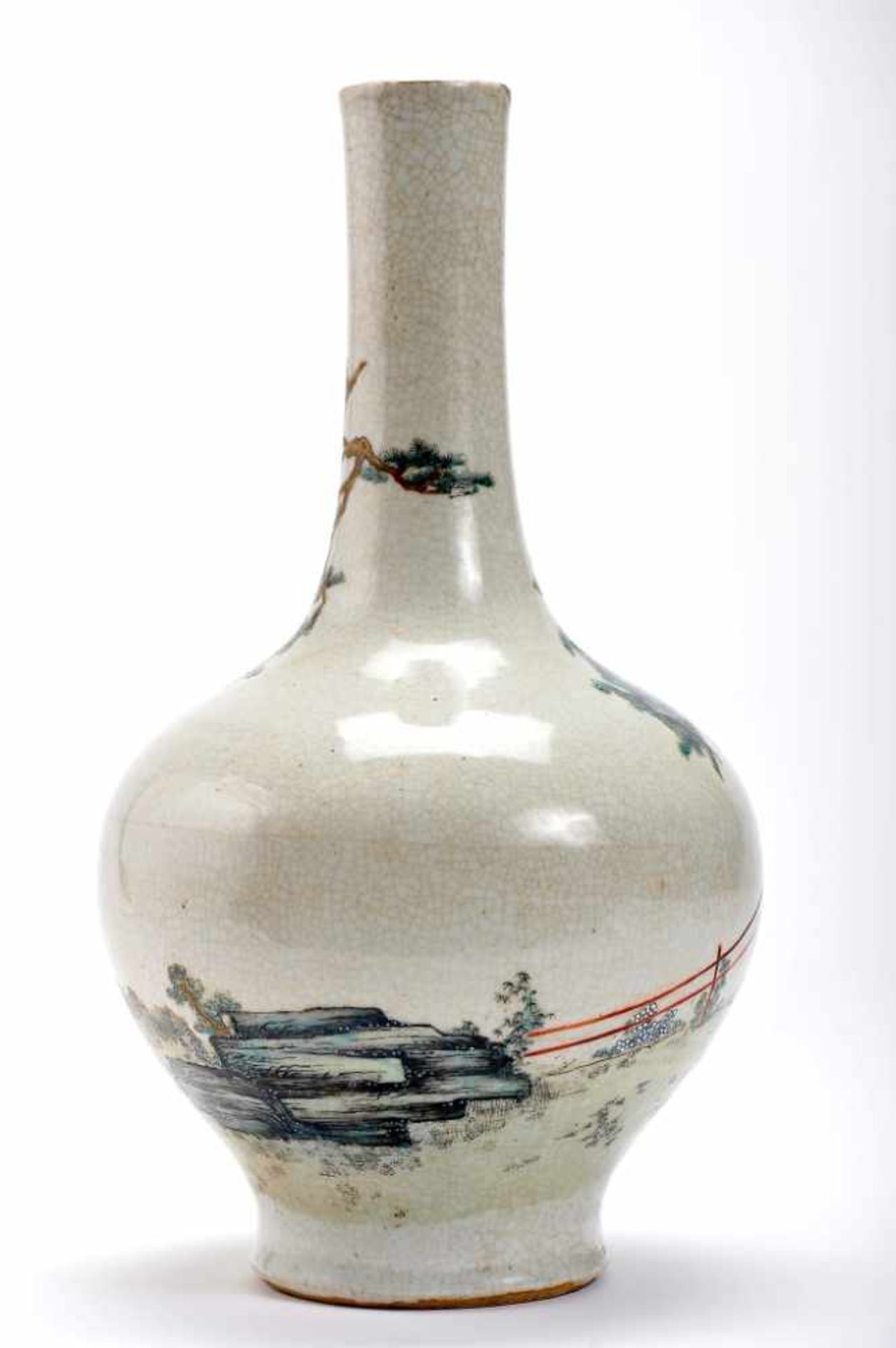 A Bulky VaseA Bulky Vase, Chinese porcelain, polychrome decoration "Landscape with Chinese figures", - Bild 2 aus 4