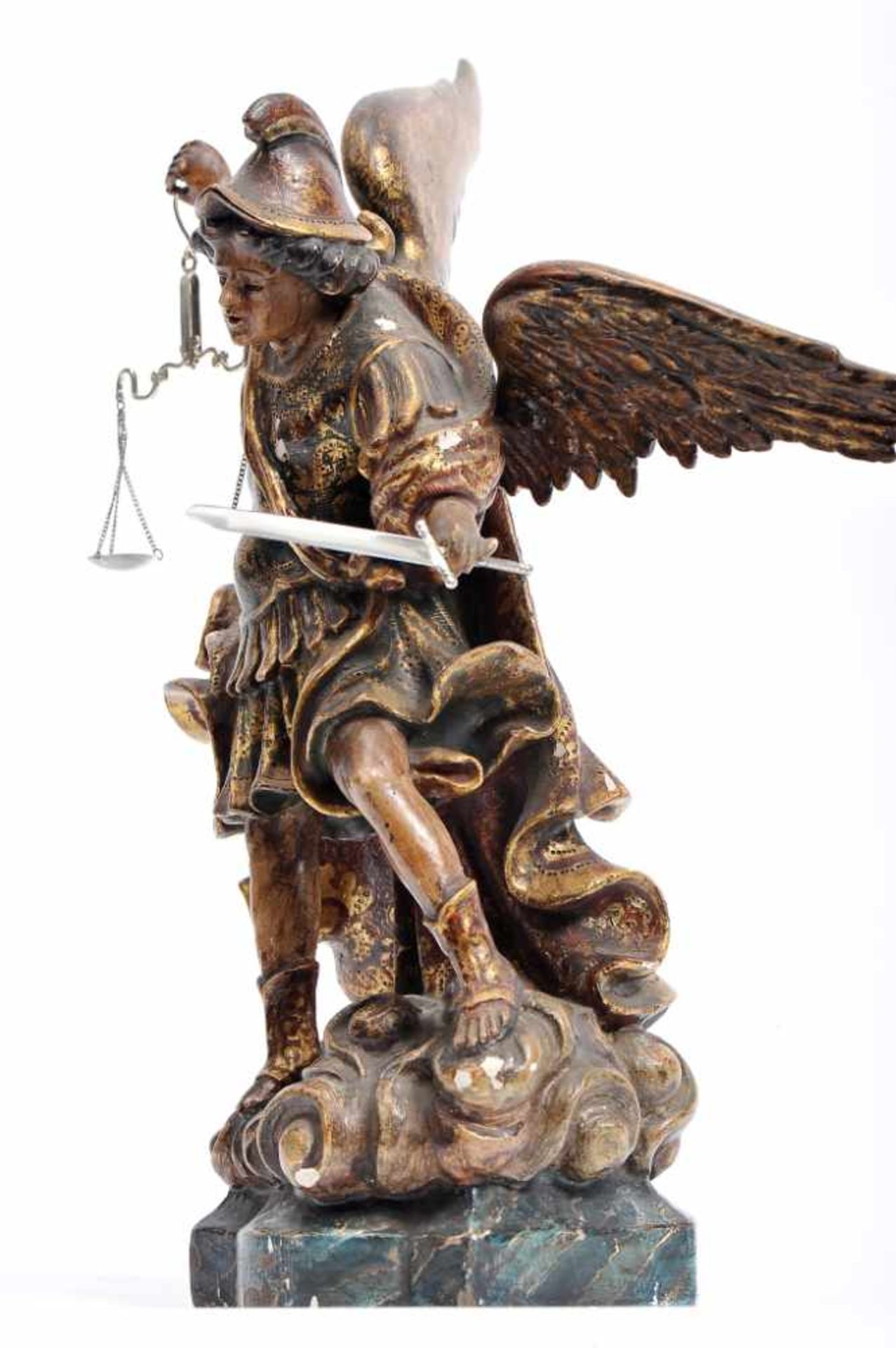 Saint Michael, the ArchangelSaint Michael, the Archangel, gilt and polychrome wood sculpture, silver - Bild 2 aus 2