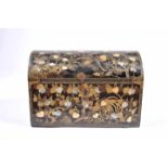 A TrunkA Trunk, Namban Art, fully coated wood with black lacquer with gold and brown decoration,