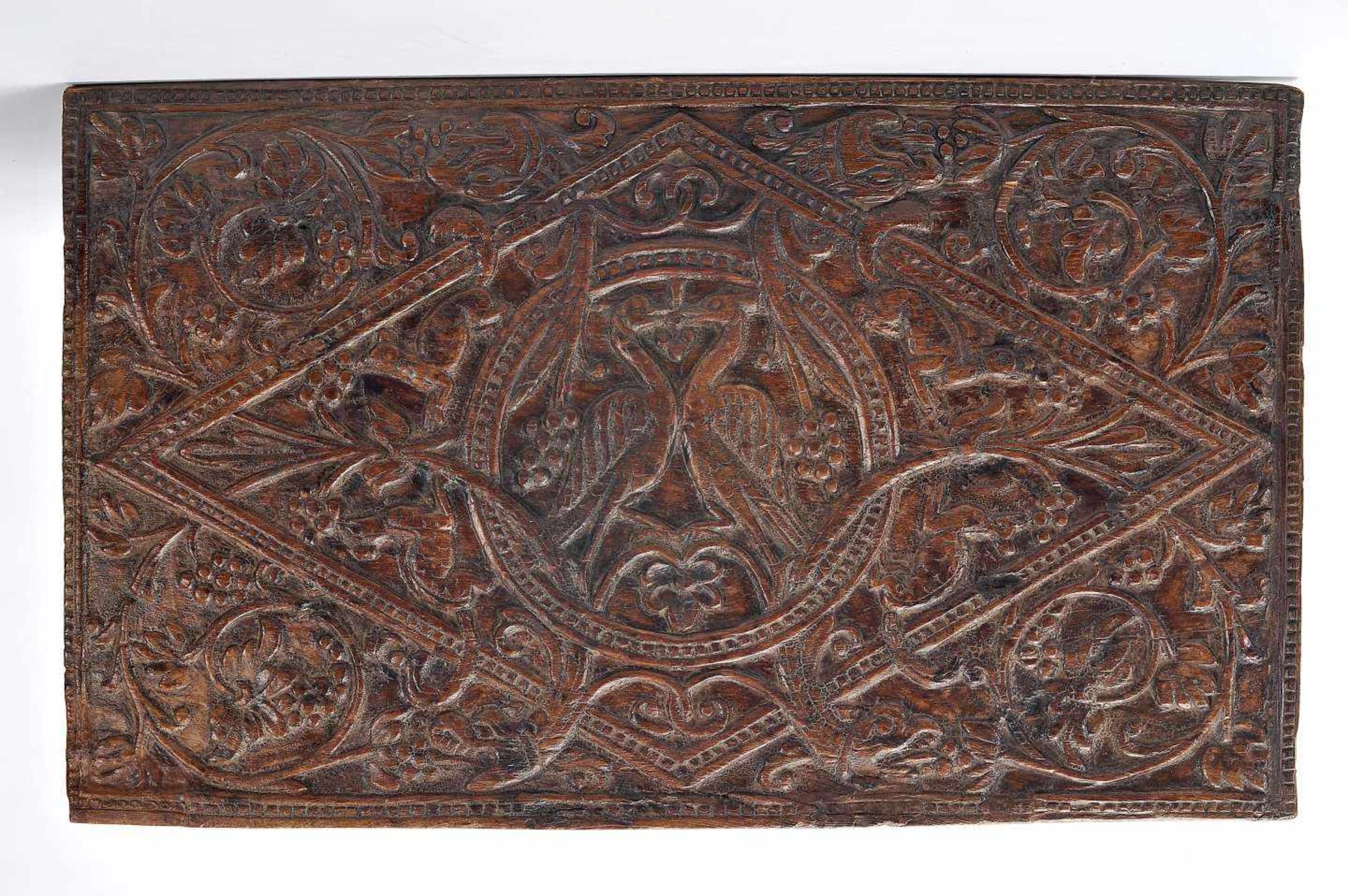 A Small ChestA Small Chest, red anjili wood with traces of polychromy, low-relief decoration " - Image 4 of 4