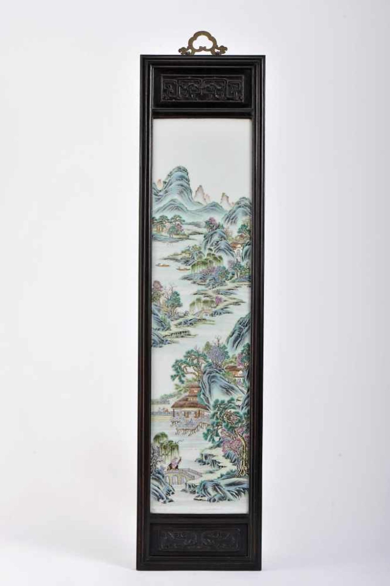 Oriental landscapes with figuresOriental landscapes with figures, four Chinese porcelain - Image 4 of 8