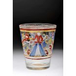 A GobletA Goblet, painted glass probably from the Coina Factory, polychrome decoration "Female