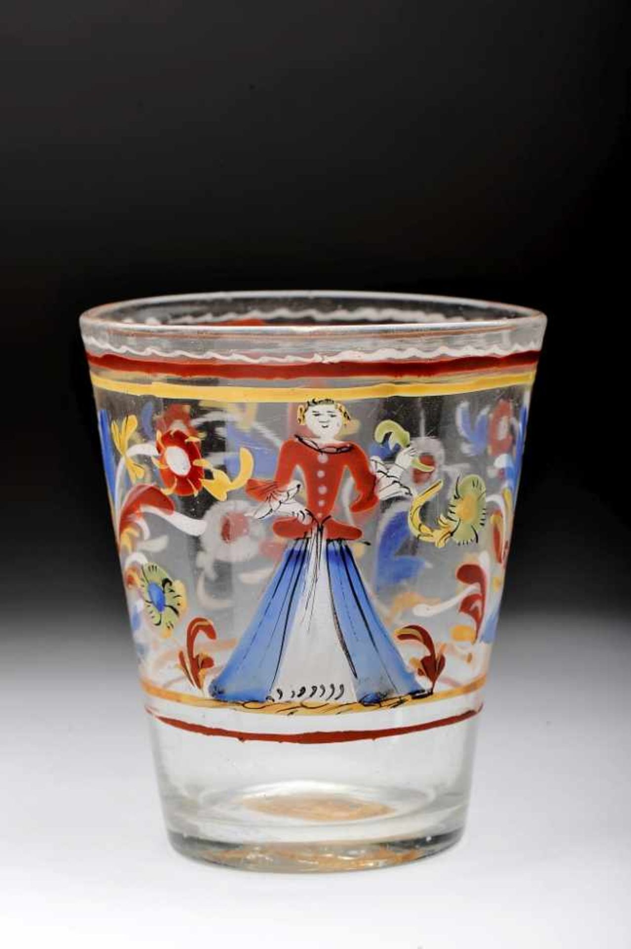 A GobletA Goblet, painted glass probably from the Coina Factory, polychrome decoration "Female