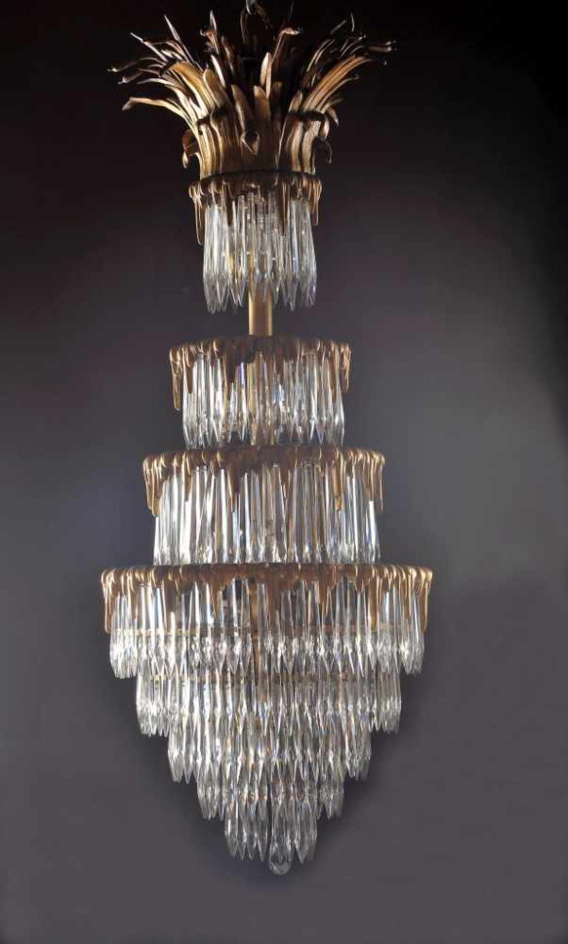 A small ChandelierA small Chandelier, gilt bronze structure en relief, the Chinese manner, crystal - Image 2 of 2