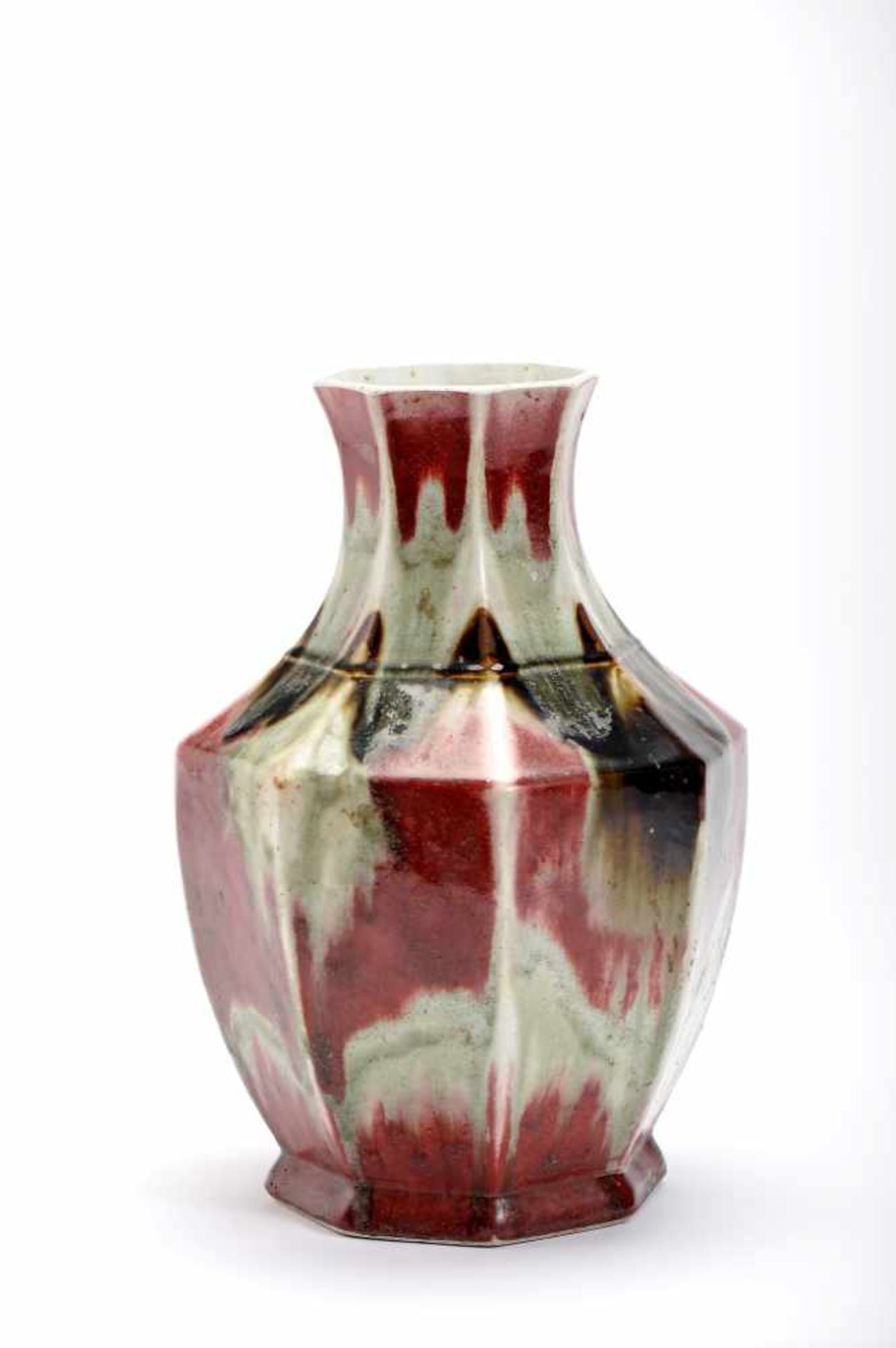 An Octagonal Bulky VaseAn Octagonal Bulky Vase, Chinese porcelain, dripped decoration in shades of