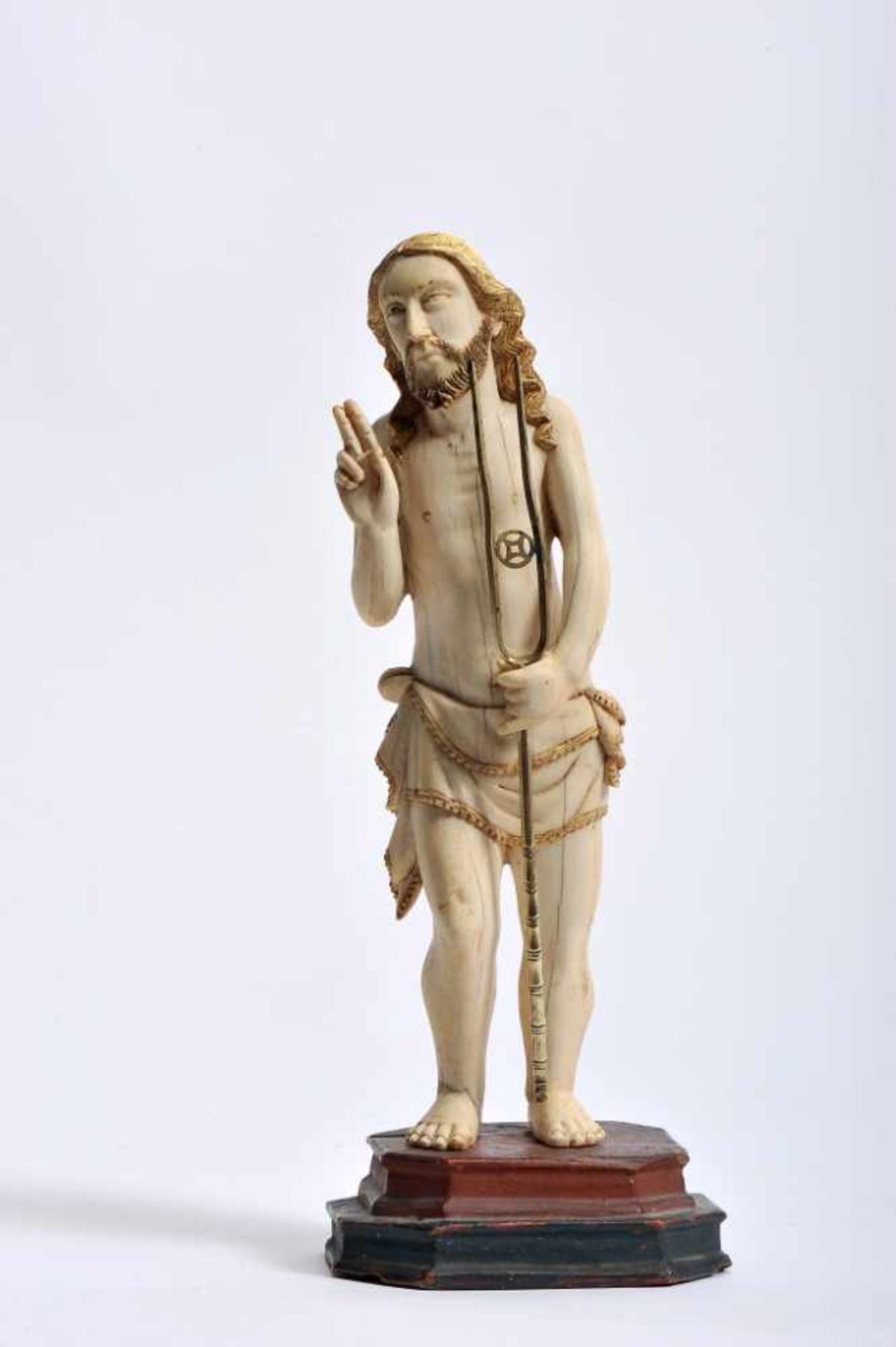 Jesus Christ the RedeemerJesus Christ the Redeemer, partially painted and gilt ivory sculpture,