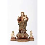Our Lady with The Child JesusOur Lady with The Child Jesus, polychrome and gilt wood sculpture,